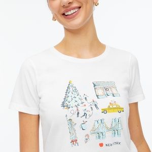 J Crew Collectible T-shirt Map of NYC Holiday Graphic Cotton Tee L